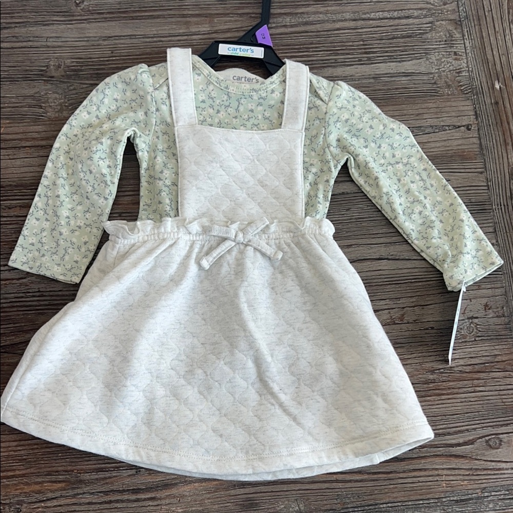 Carter's Cream Quilted Dress with Floral Top